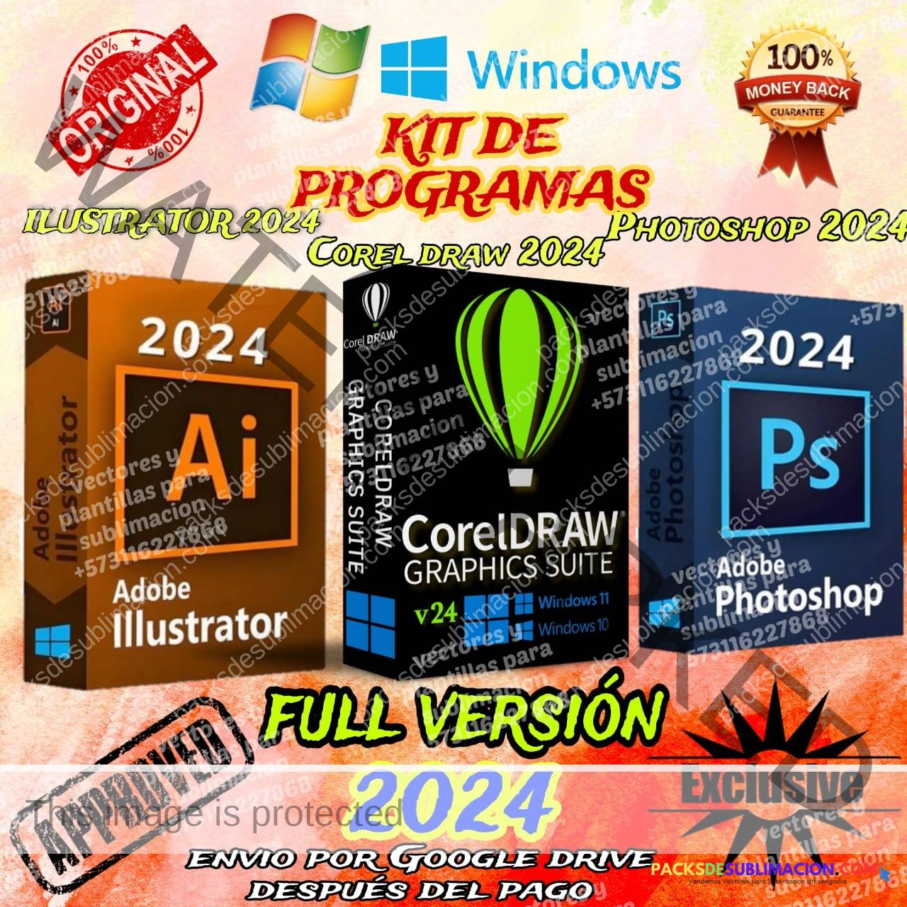 Kit De Programas Illustrator Corel draw 2024* Plantillas De Diseños para Sublimacion Y